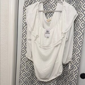 NWT Michael MICHAEL Kora 3/4 Sleeve Elegant White Women's Top